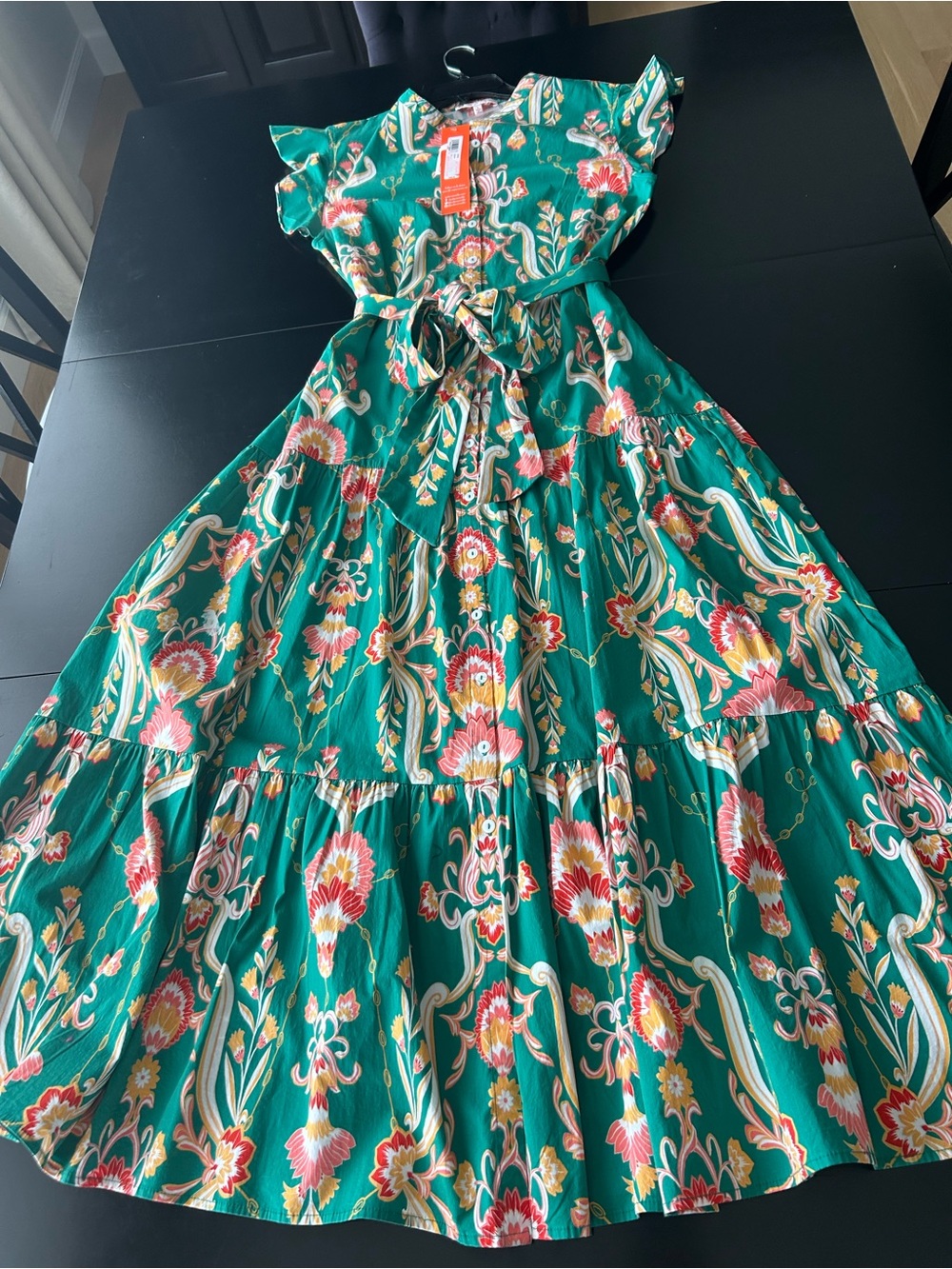 Jude Connally Mirabella Midi Dress Size L Green Floral Belted NWT - Picture 4 of 16